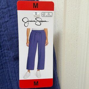 Jessica Simpson Women's 100% Cotton Gauze Pant Size M Blue Ankle Pant Wide Leg